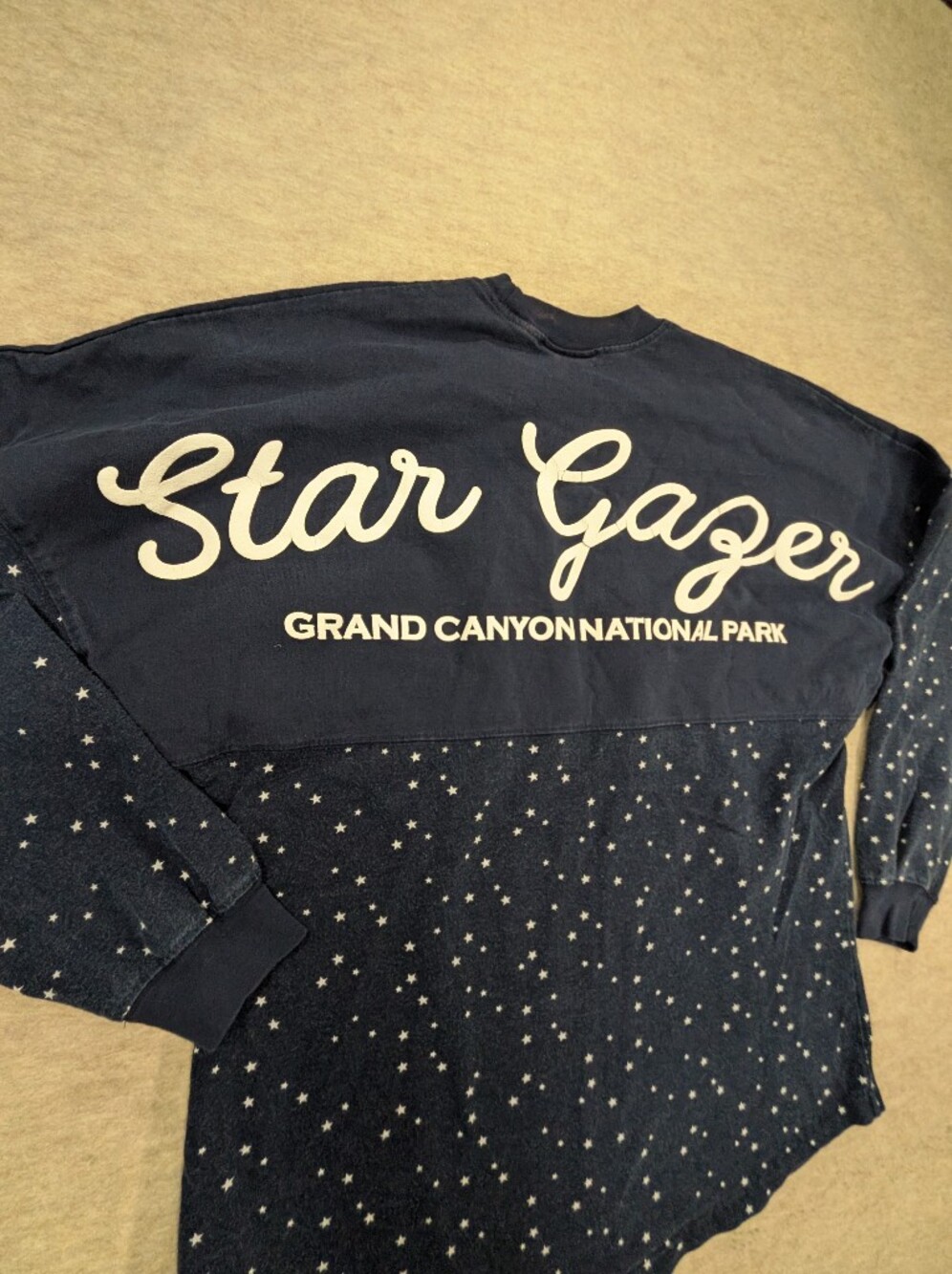 Vintage 90s Star Gazer Grand Canyon National Park Dark Sky Navy Long Sleeve T, M - Picture 5 of 12
